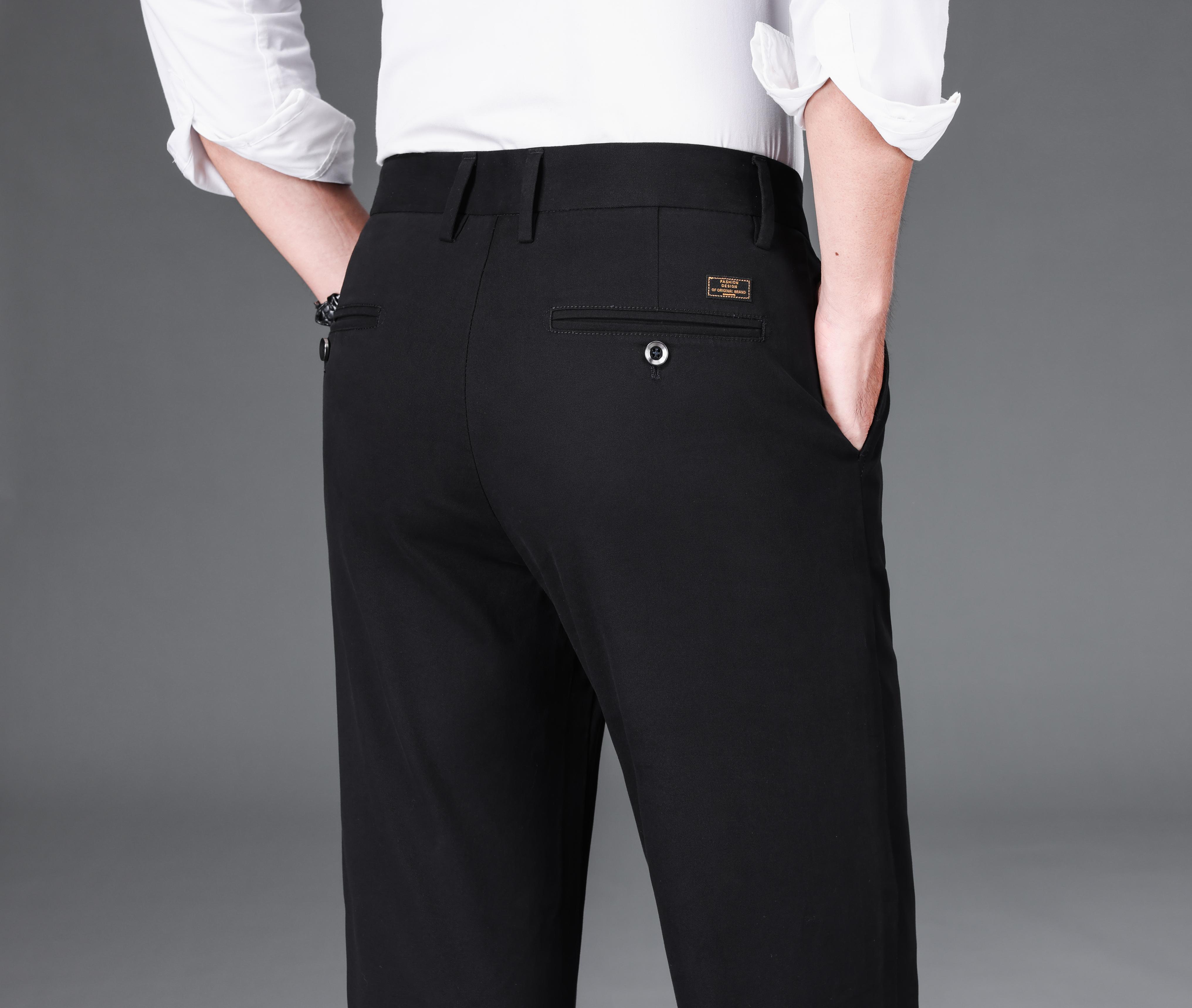 Men's Casual Pants For Fall Winter Business, Classic Design Stretch Dress Pants