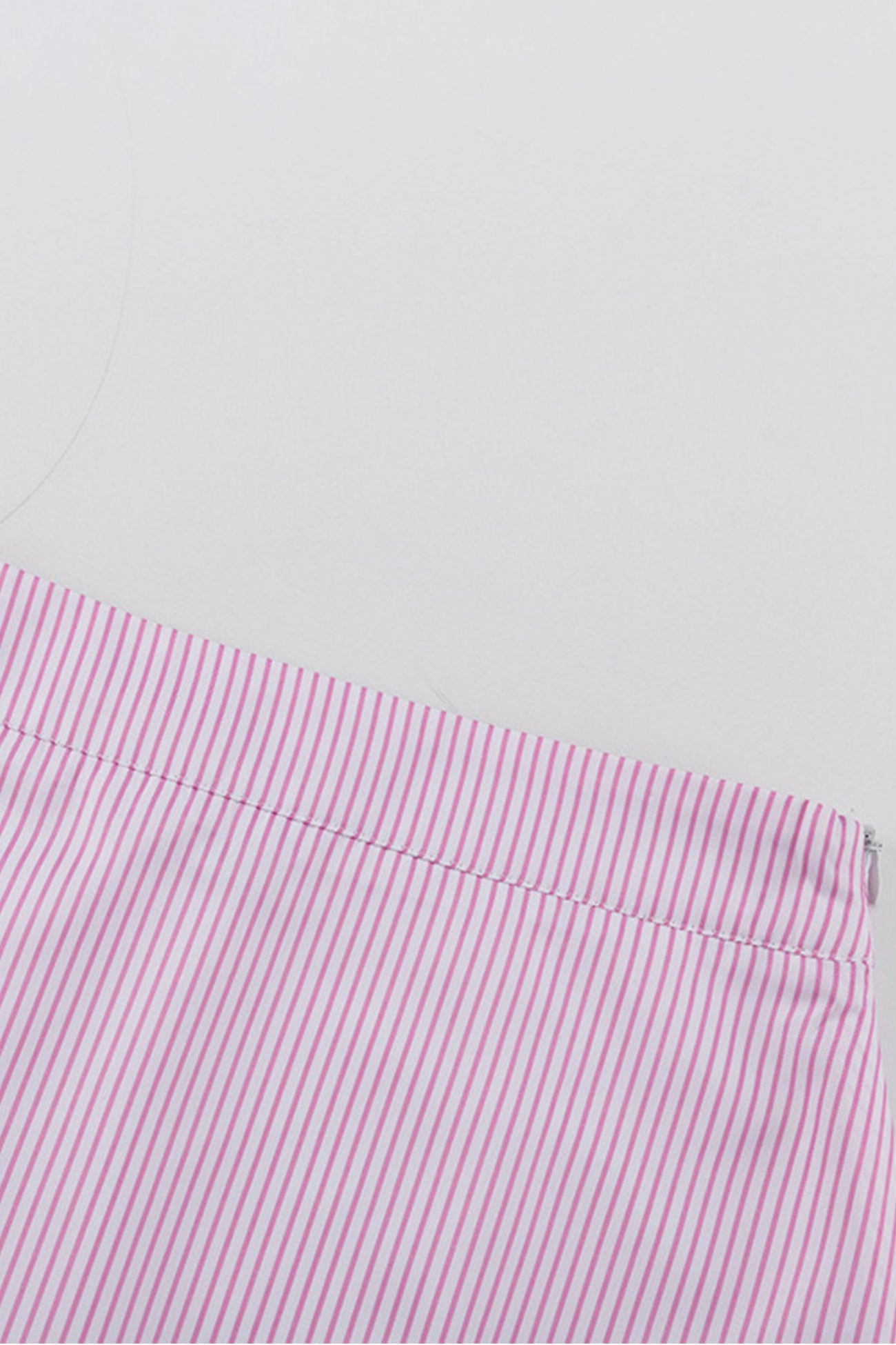 Maxct Pink Striped Print Shirt Mini Skirt Suits