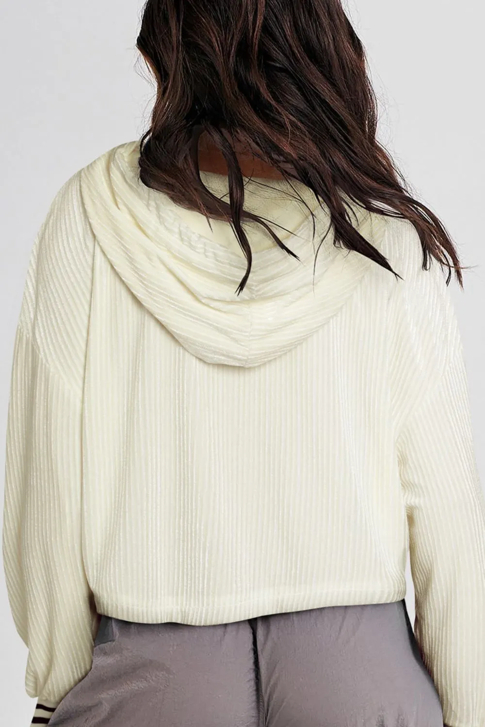 Maxct &Drawstring Drop Shoulder Long Sleeve Hoodie