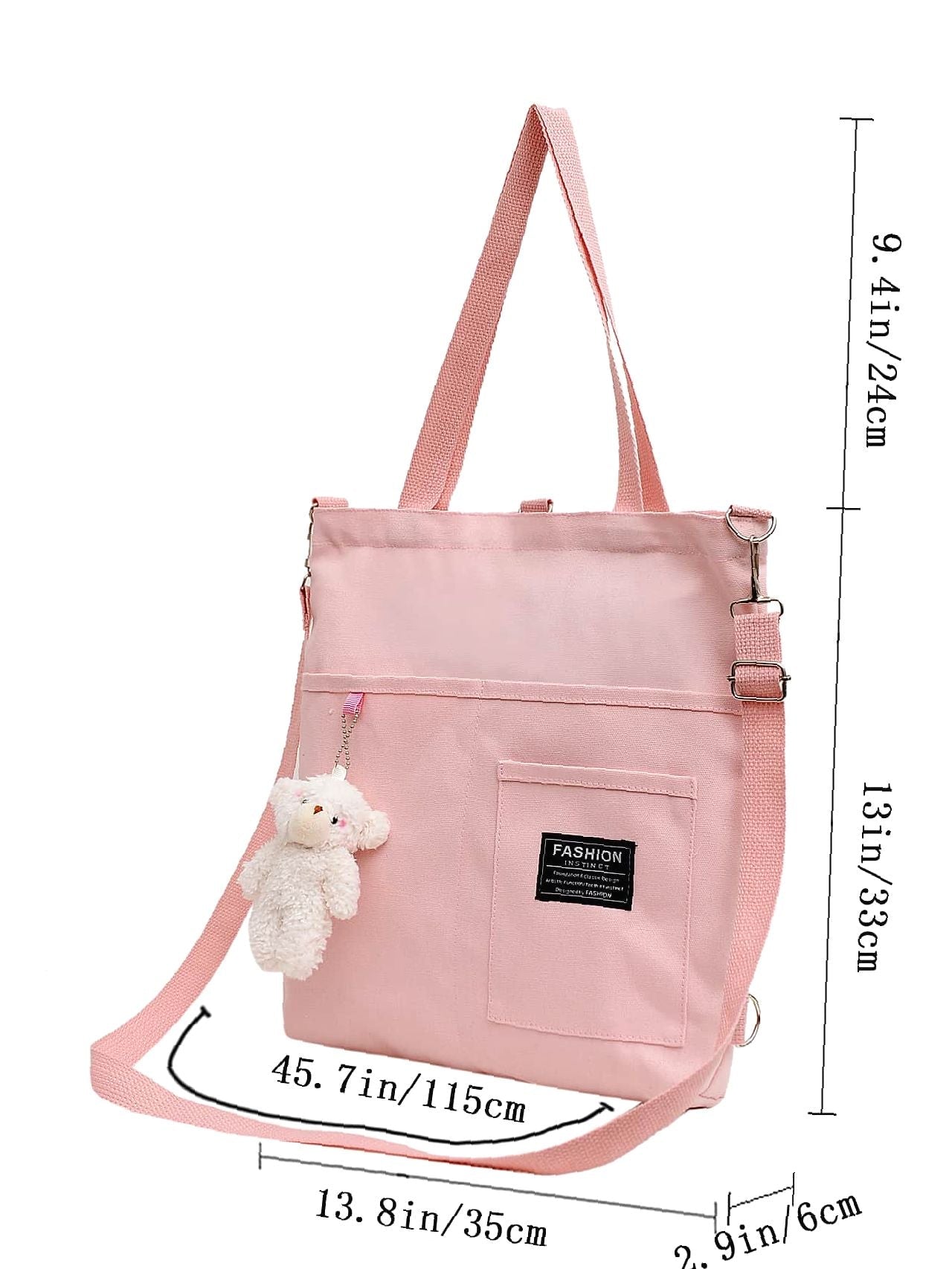 Maxct - Letter Graphic Shopper Bag with Bag Charm  - Women Tote Bags