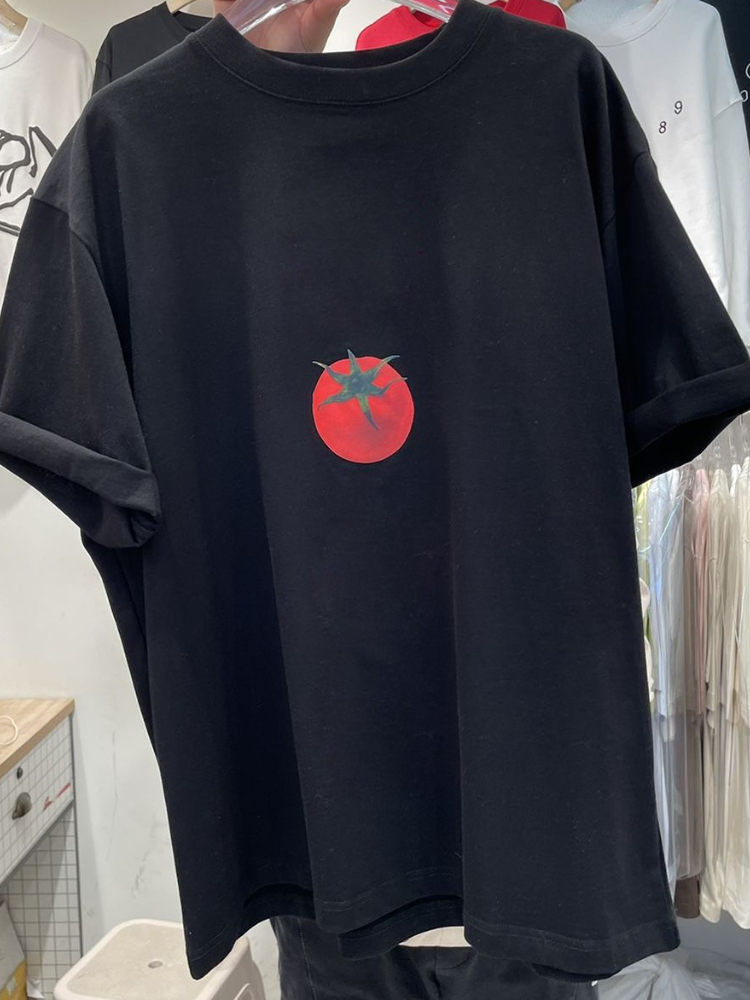 Maxct Summer Y2k Aesthetic Loose Tees Kawaii Cute Tomato Print T-shirts Short Sleeve O Neck Fashion All Match Tops Women