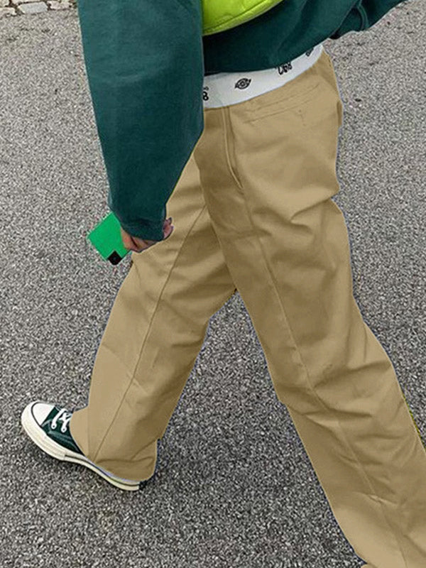 Patchwork Waist Straight Leg Pants Maxct