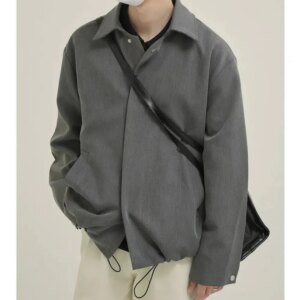 Maxct Gray Placket Button-down Jacket