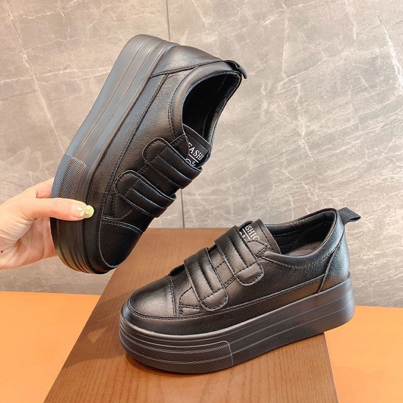 Women's 5cm Leather Wedge Sneakers - true deals club