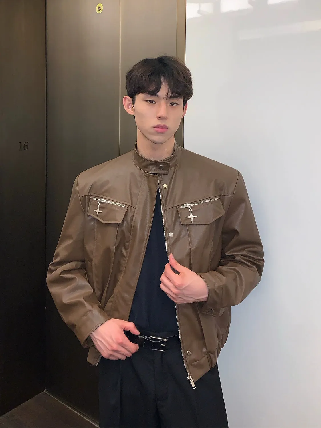 Maxct Zipper Leather Motorcycle Jacket