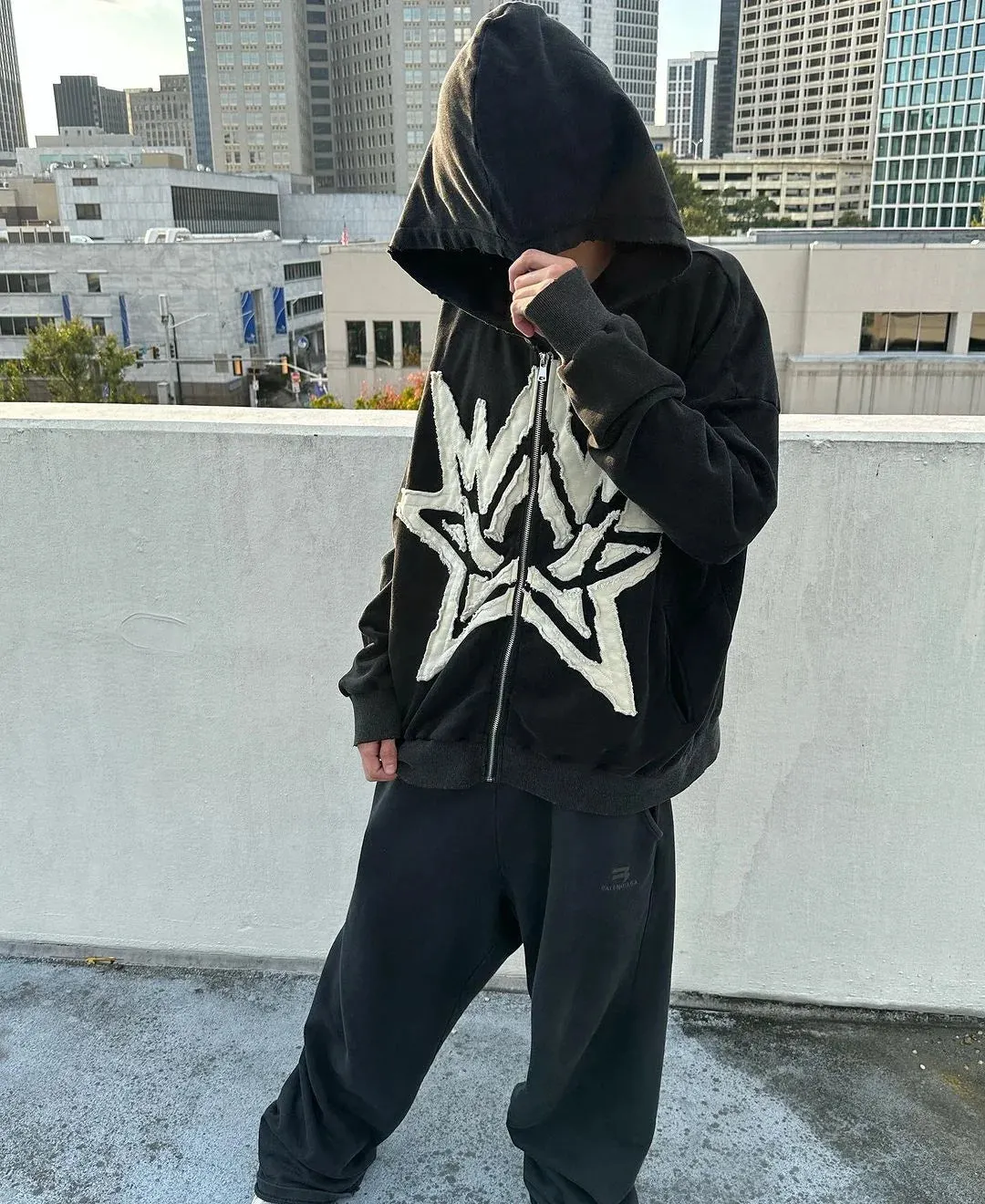 Maxct Y2K Women's Men's Hoodies Clothing Long Sleeve Pullover Sweatshirt Streewear Oversize hi-pop tops Hooded Shirt kpop patchwork