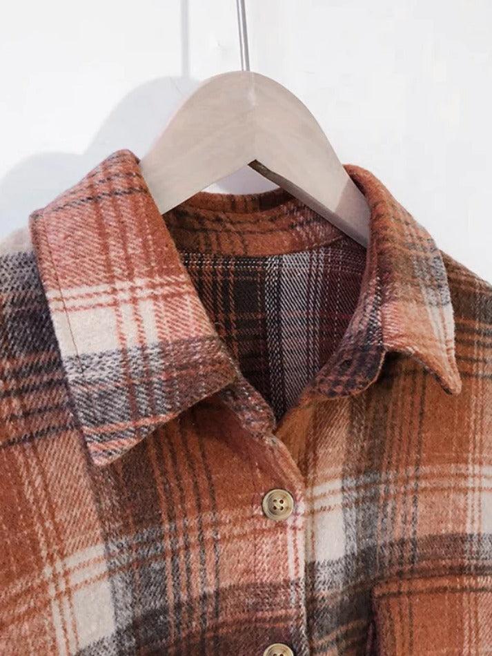 Maxct Vintage Plaid Brushed Long Sleeve Blouse