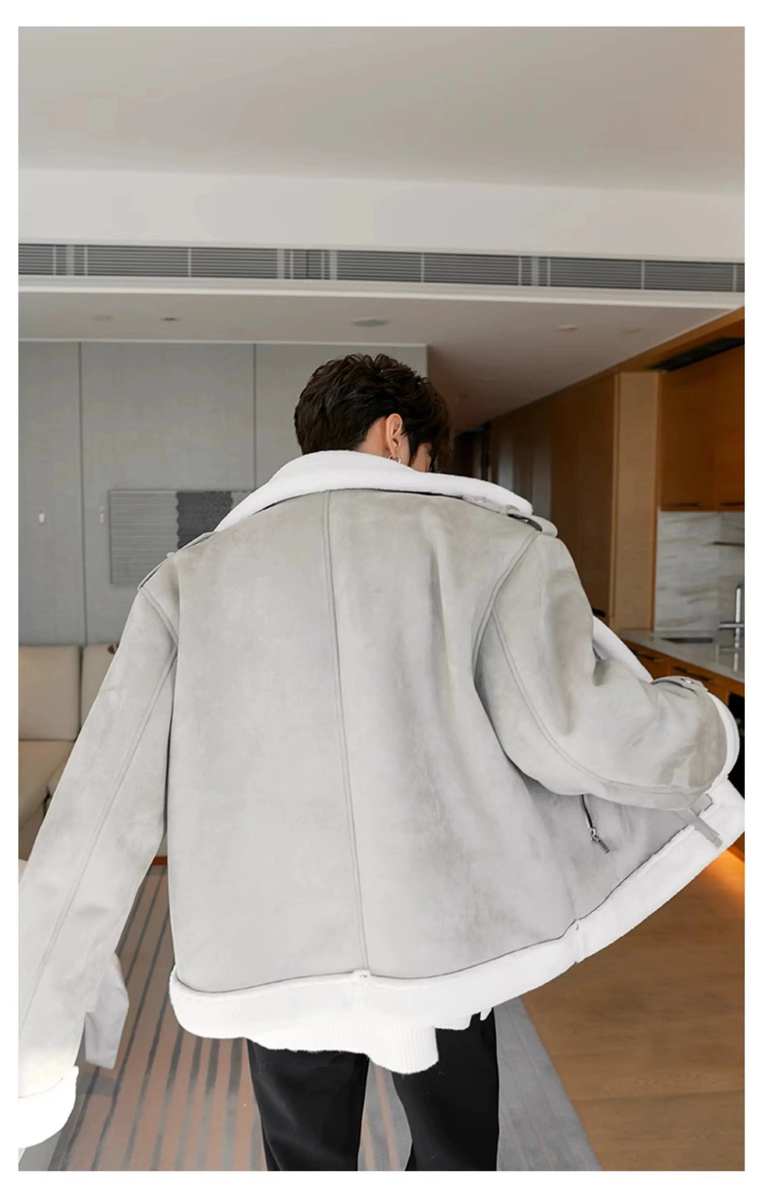 Maxct Cropped Rabbit Fur Lapel Jacket