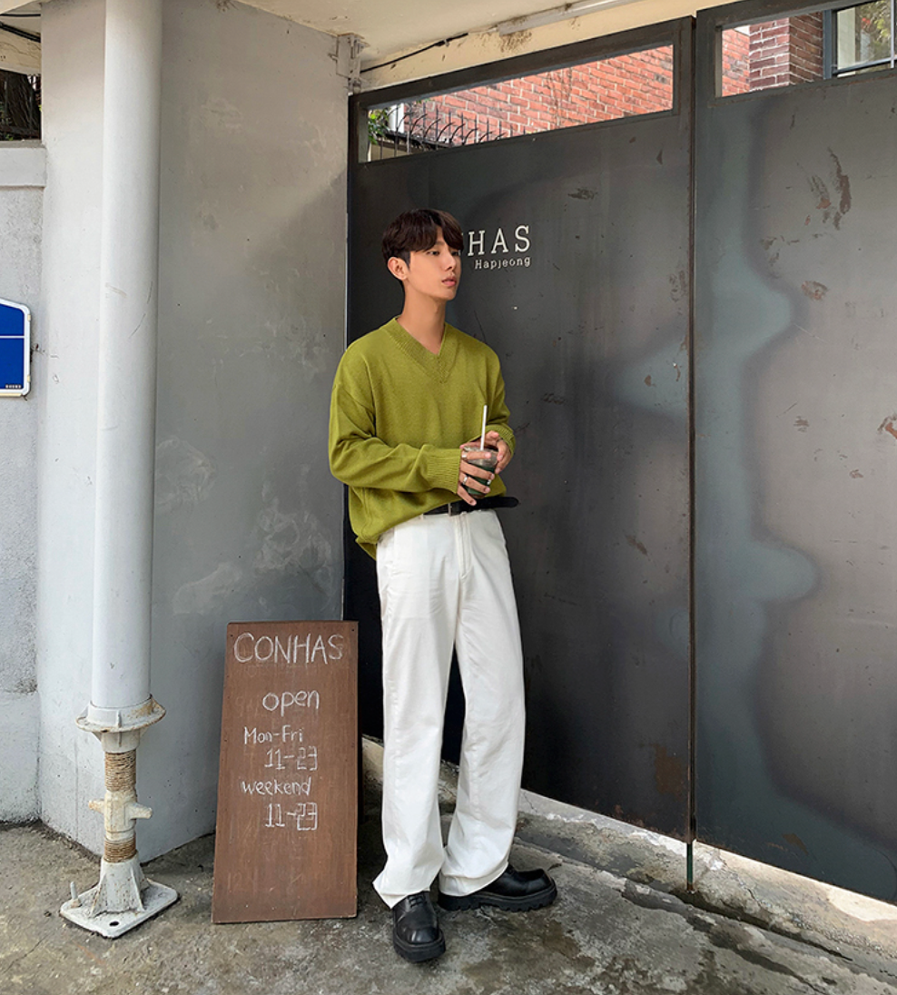 Maxct Green V-Neck Sweater