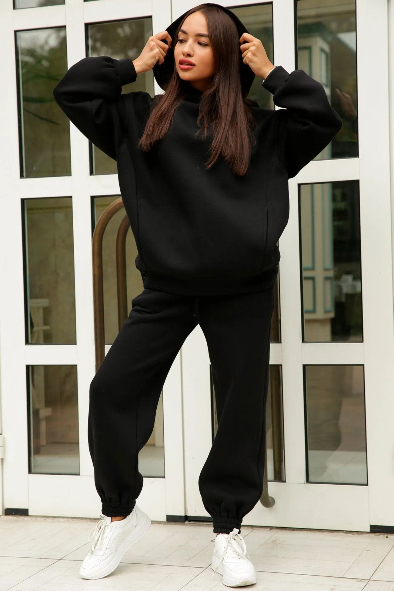 Maxct Pocketed Hoodie Elastic Waist Long Pants Set