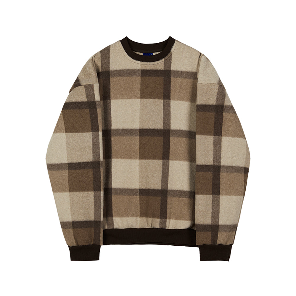 Maxct 3472 Woolen Knitted Plaid Sweater