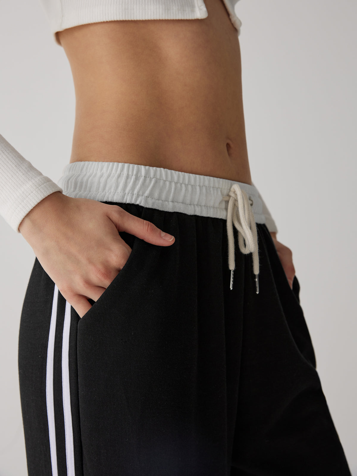 Maxct Contrast Waist Wide Leg Pants