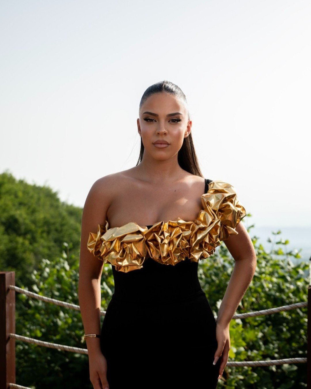 Maxct Cross Border Women Bandage Dress Evening Dress Golden Flower Slant Shoulder Dress High Purple Banquet Bandage Dress
