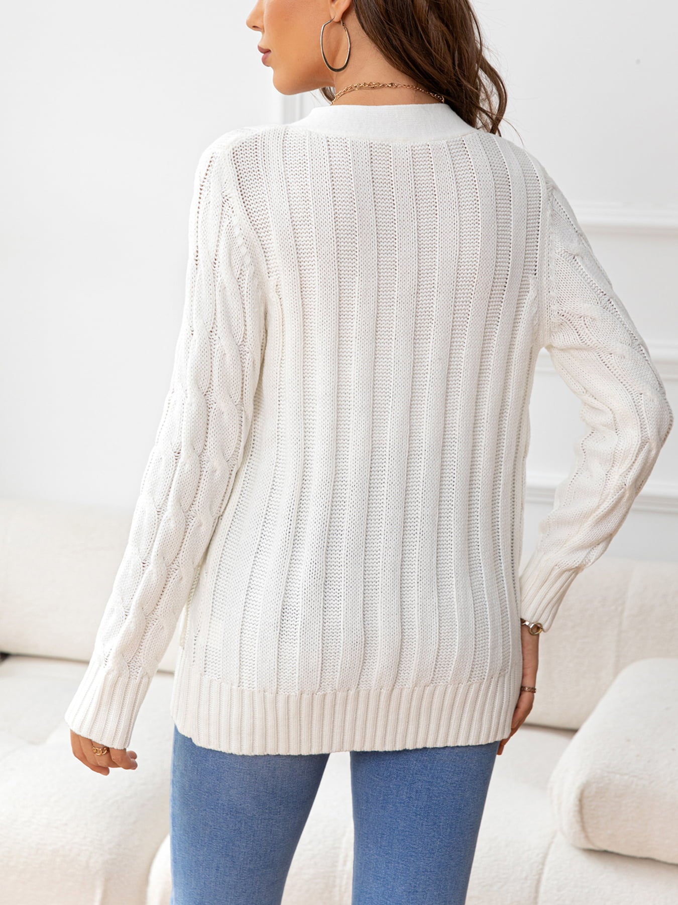 Maxct &Button Down Cable-Knit Cardigan