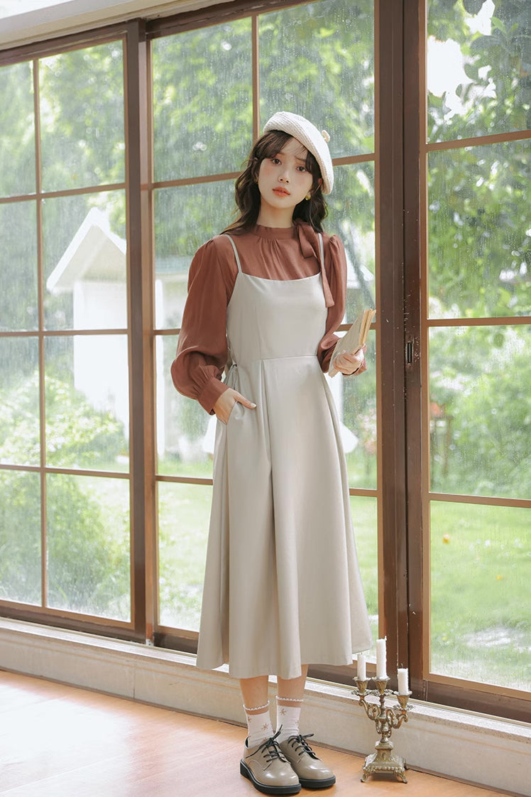 Bow Back Cami Dress & Blouse Set Maxct