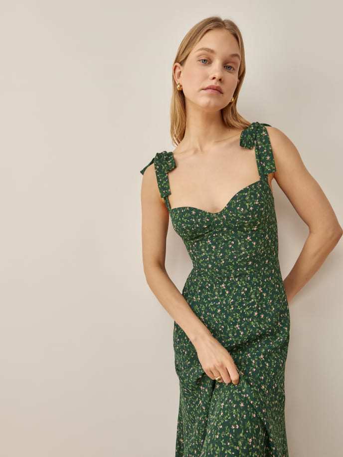 Maxct The Floral Tie Straps Midi Dress