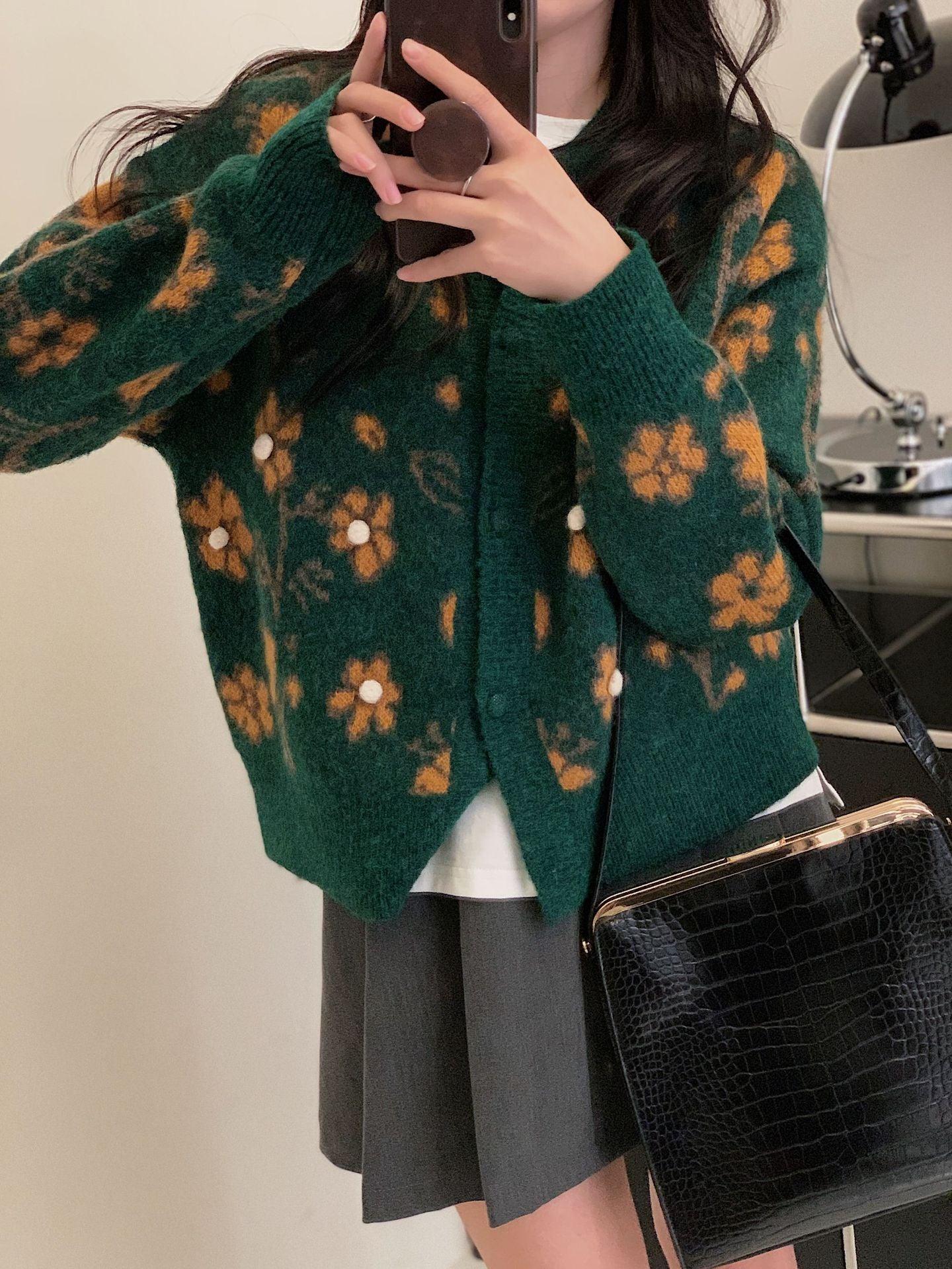 Maxct Vintage Crew Neck Long Sleeve Loose Sweater