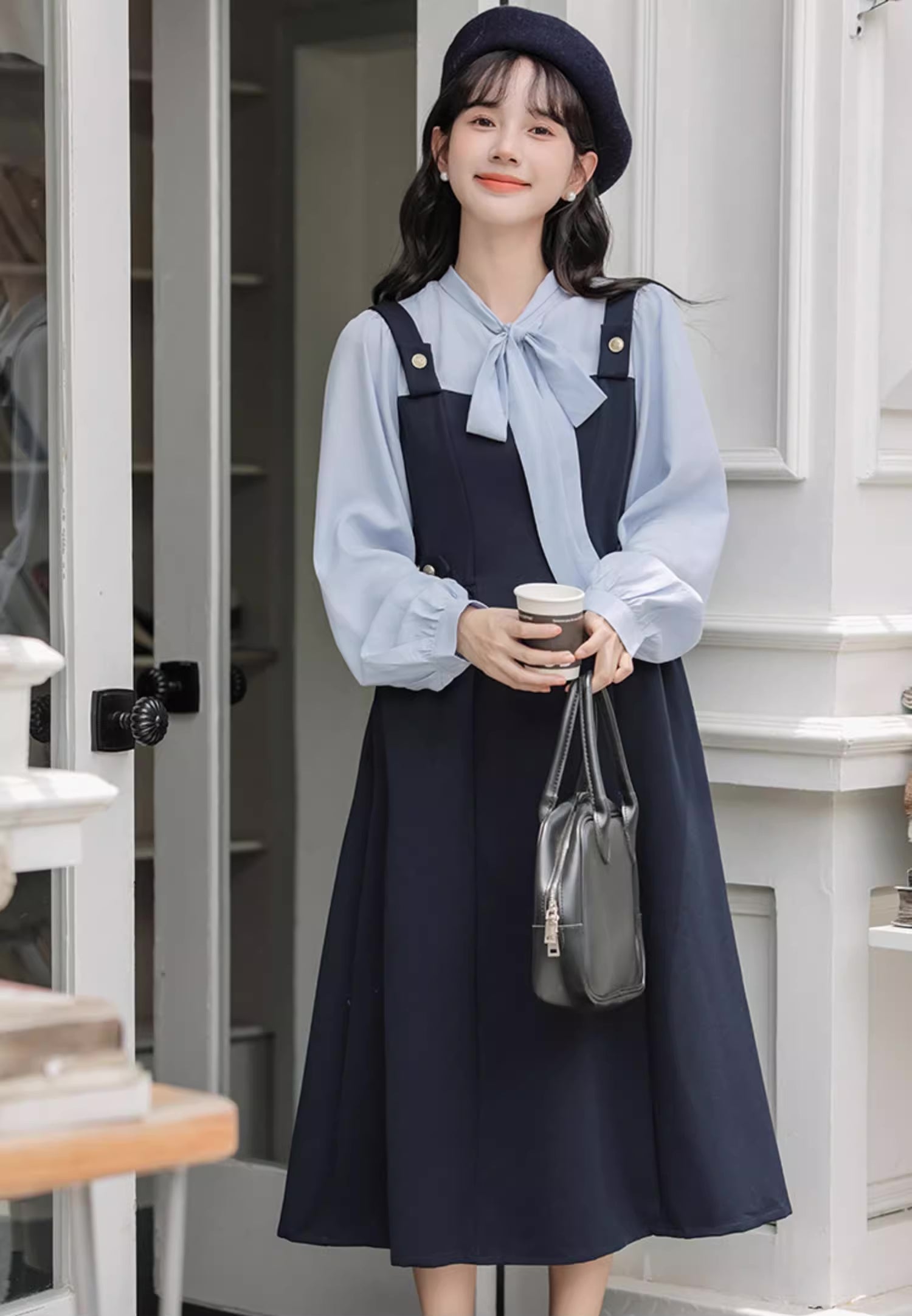 Tie Neck Twofer Midi Dress Maxct