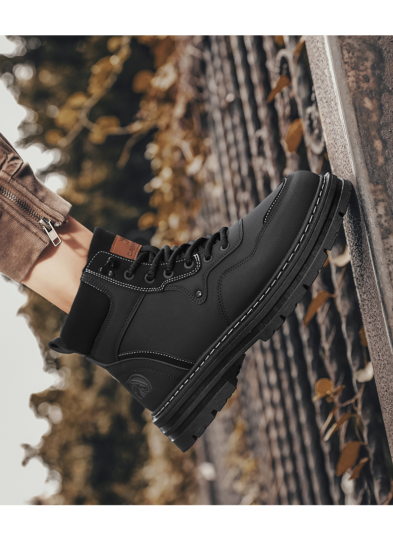 Platform Leather Men's Martin Boots - true deals club