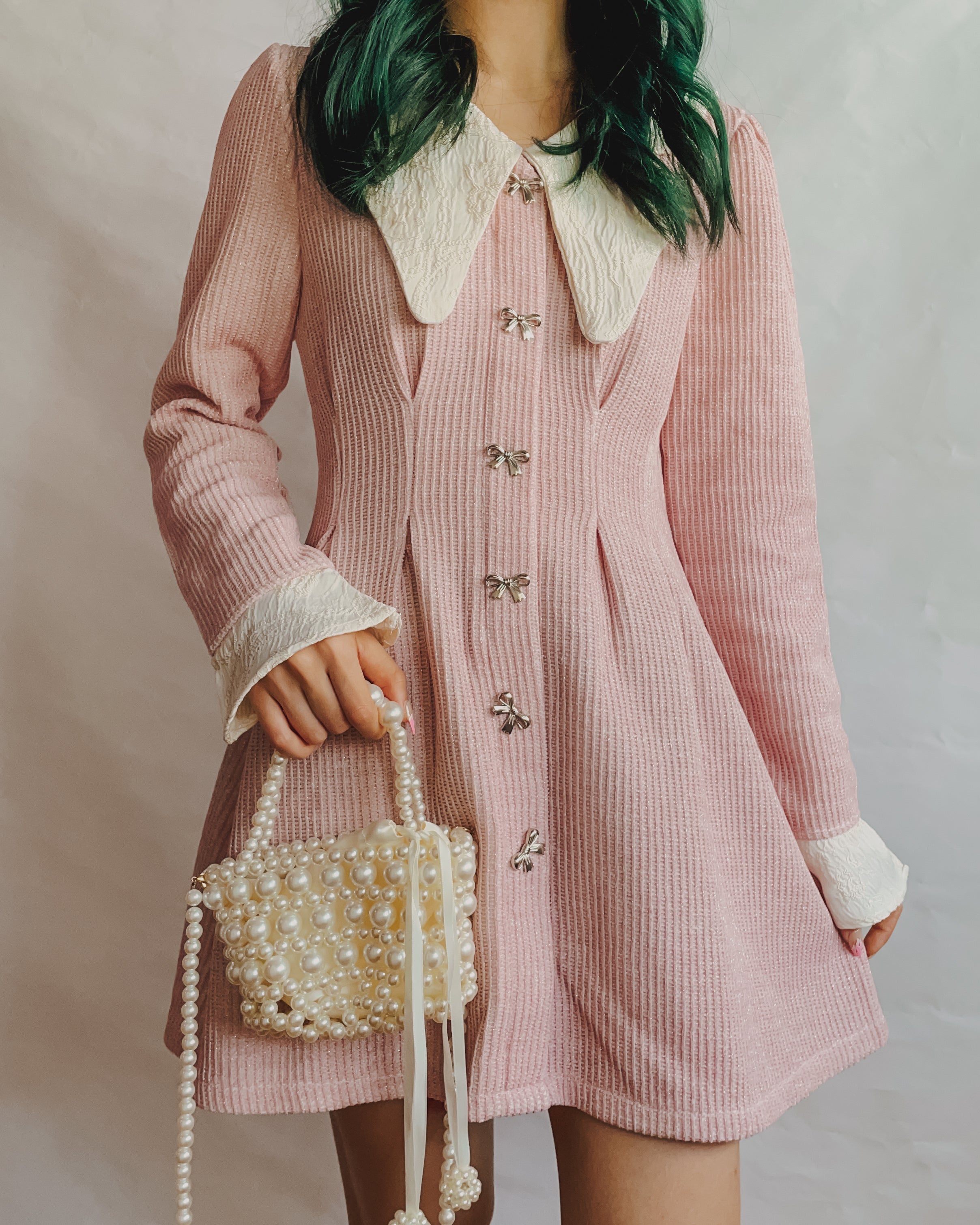 Sweet Bow Peter Pan Knit Dress Maxct