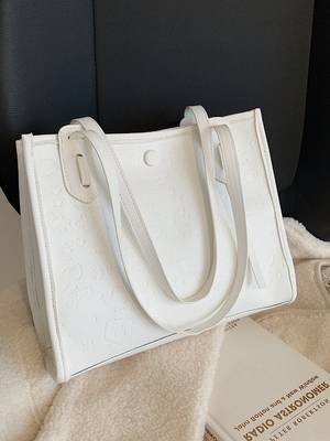 Two Tone Textured Shoulder Tote Bag - Women Tote Bags