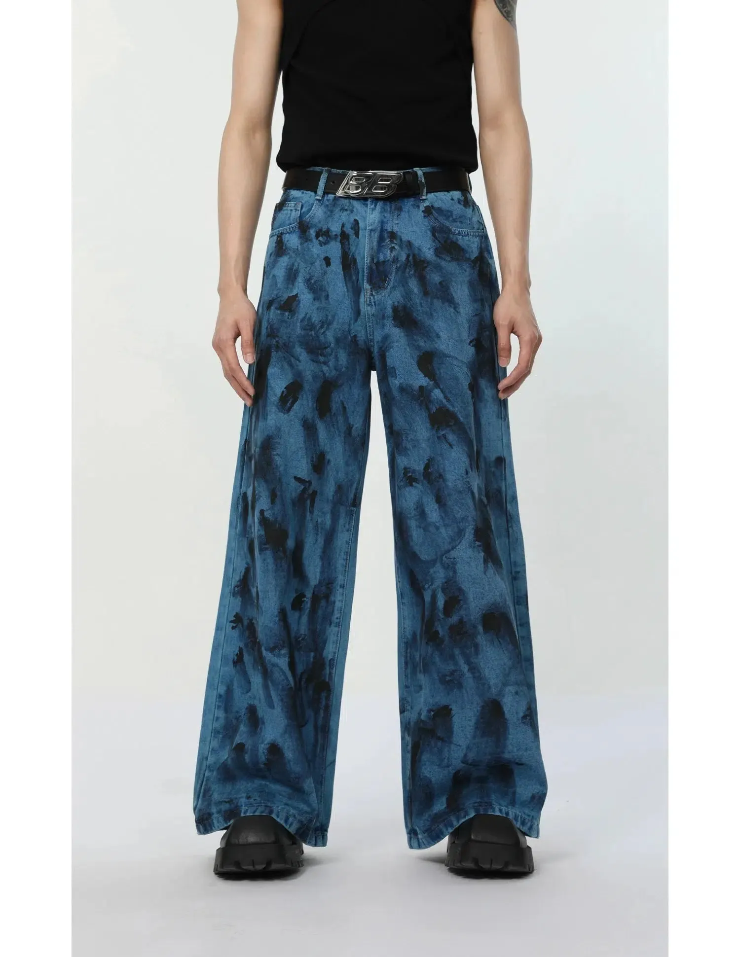 Maxct Spot Dark Blue Denim Jacket & Wide-leg Jeans