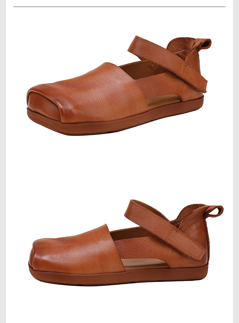 Versatile Leather Square Toe Flat Shoes Maxct