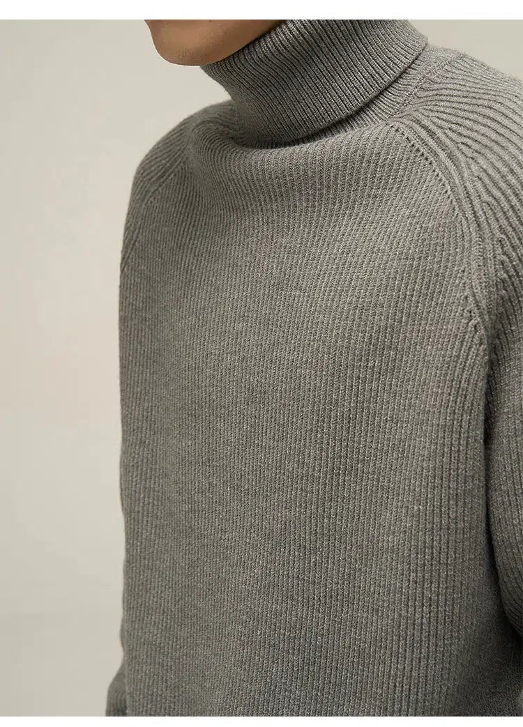 Maxct Solid Color Pleated Turtleneck Sweater