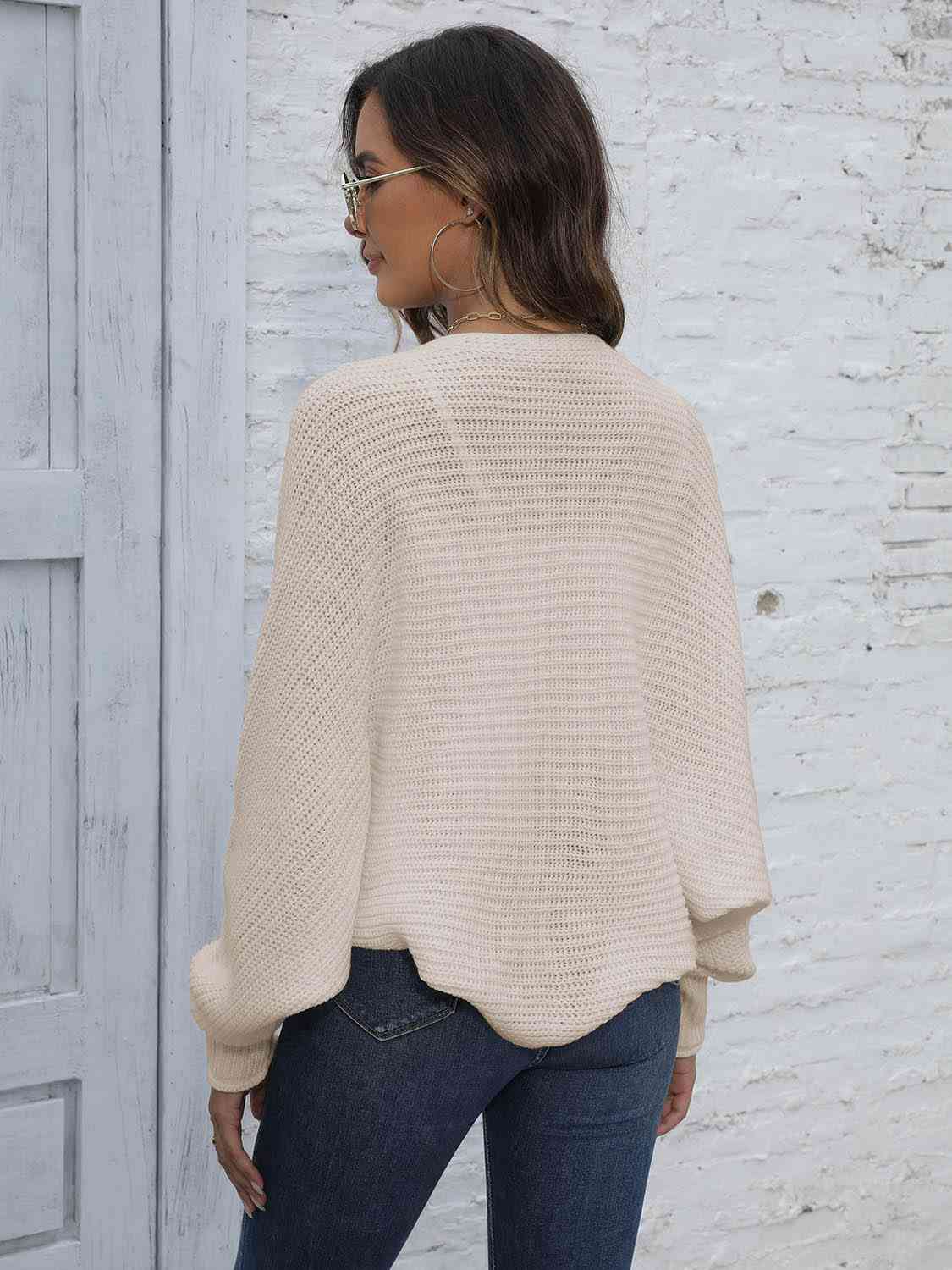 Maxct &Bat Sleeve Open Front Short Cardigan