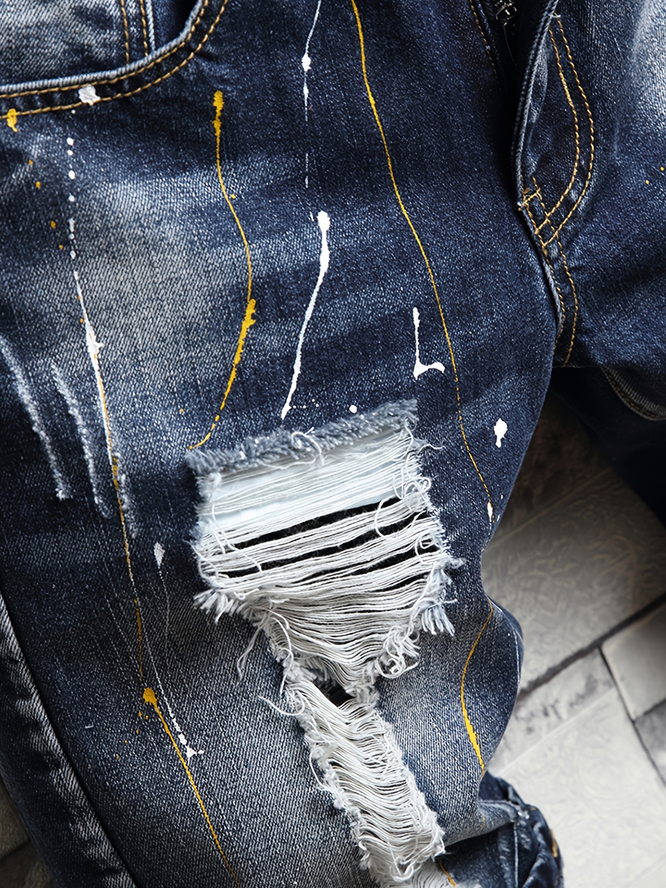 Men's Stylish Short Jeans, Casual Straight Distressed Fit Ripped Denim Shorts For Summer