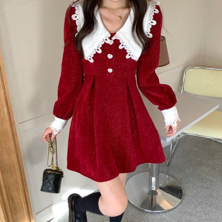 Sweet Love Peter Pan Knit Dress Maxct