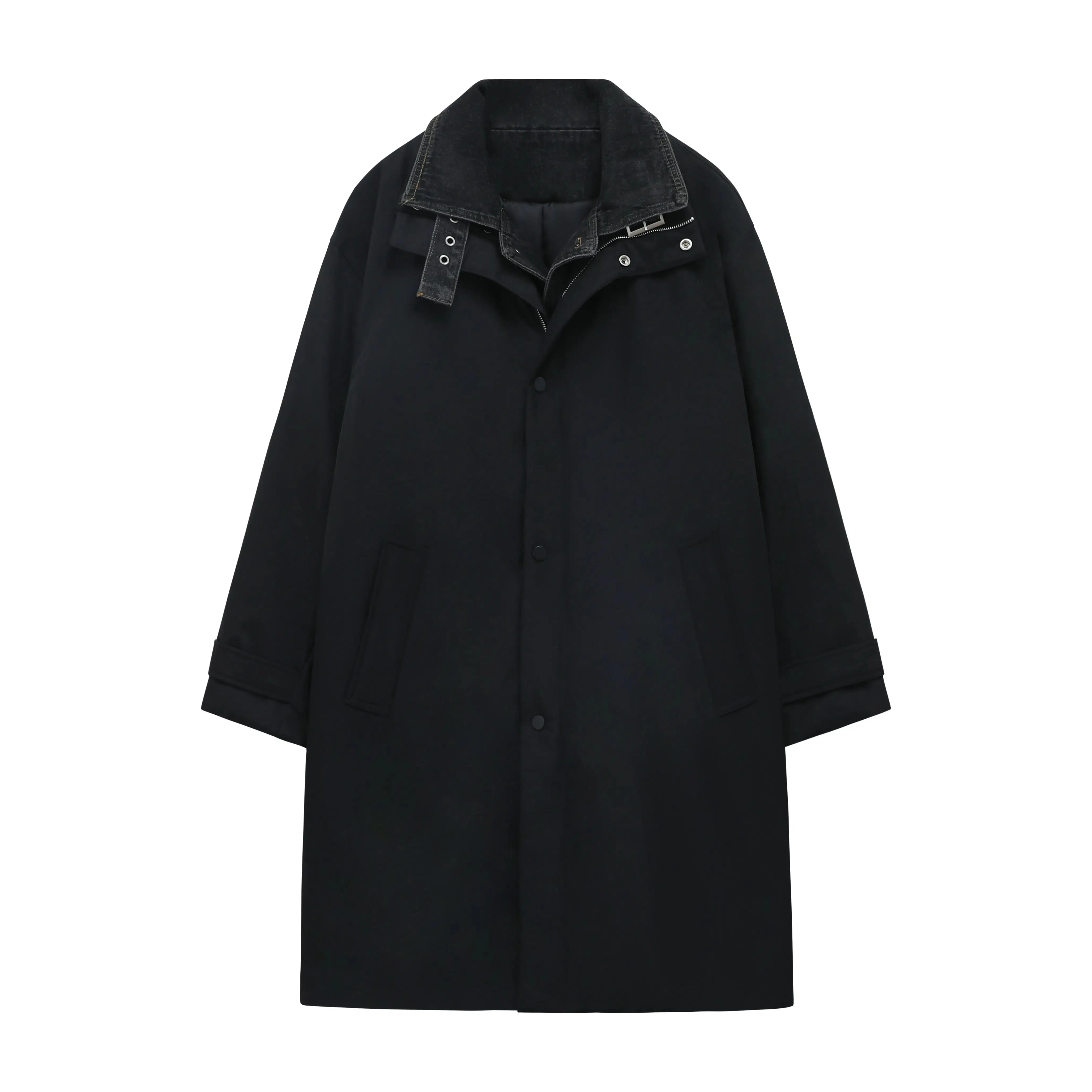 Maxct Mid-length Two-piece Denim Patchwork Coat