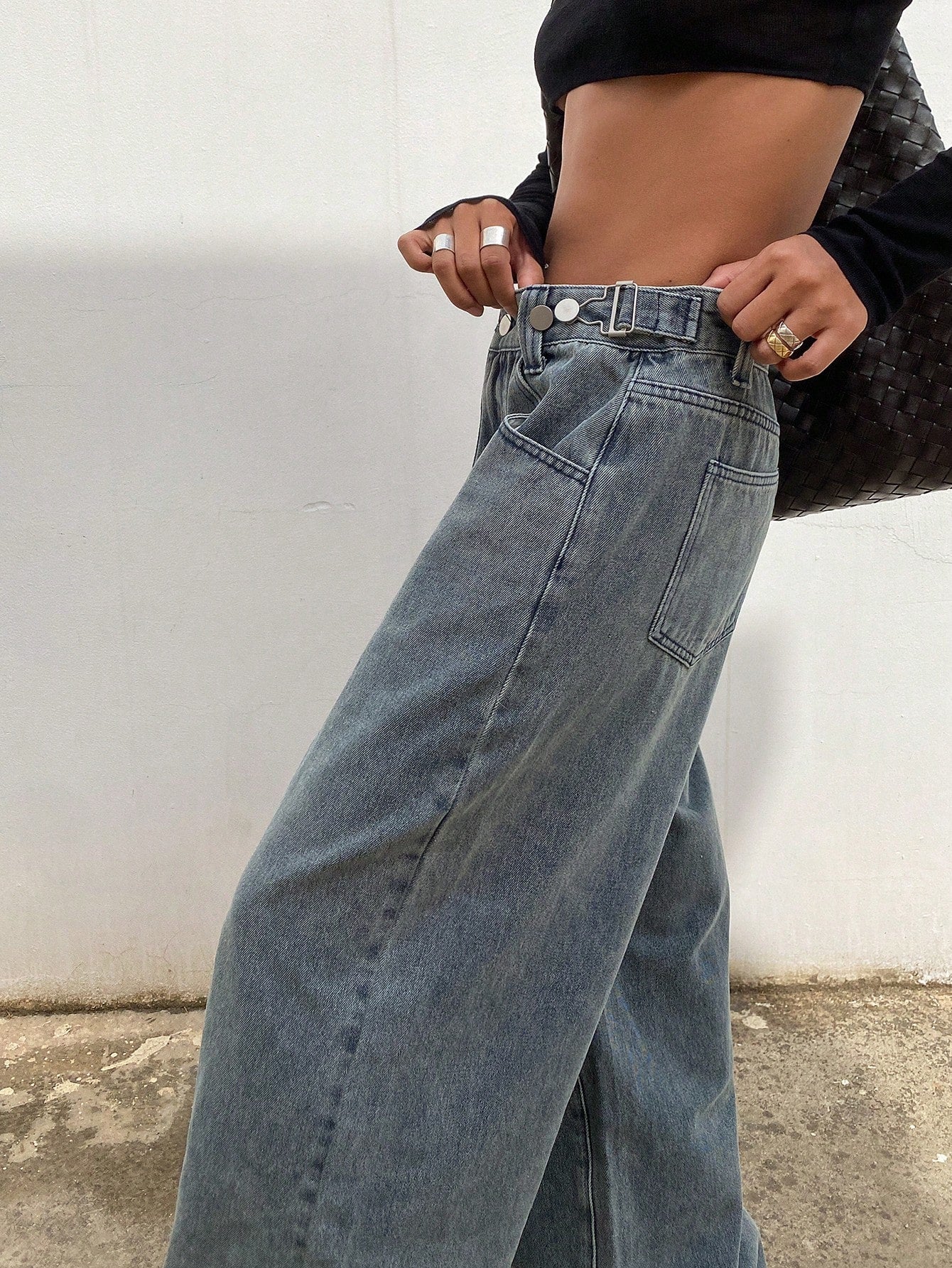 Maxct Ladies' Flared Jeans, Vintage Washed Denim Wide Leg Pants