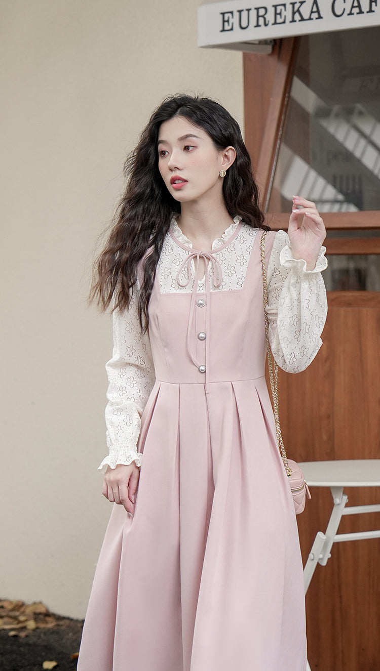 Floral Lace Twofer Midi Dress Maxct