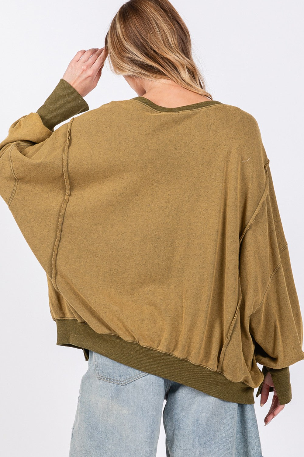 Maxct &SAGE + FIG Mineral Wash Side Slit Oversized Sweatshirt