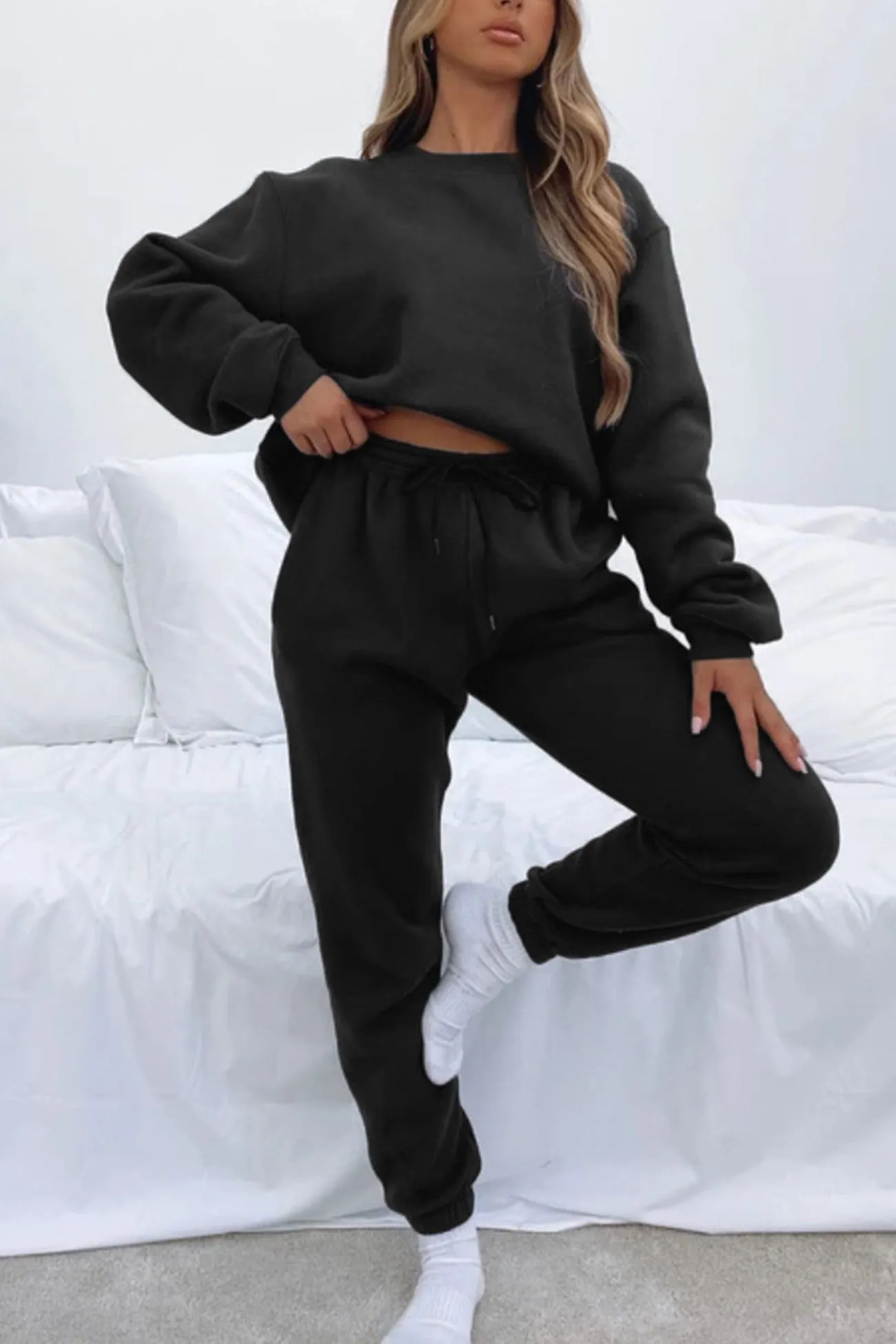 Maxct Solid Sweatshirt Pants Set