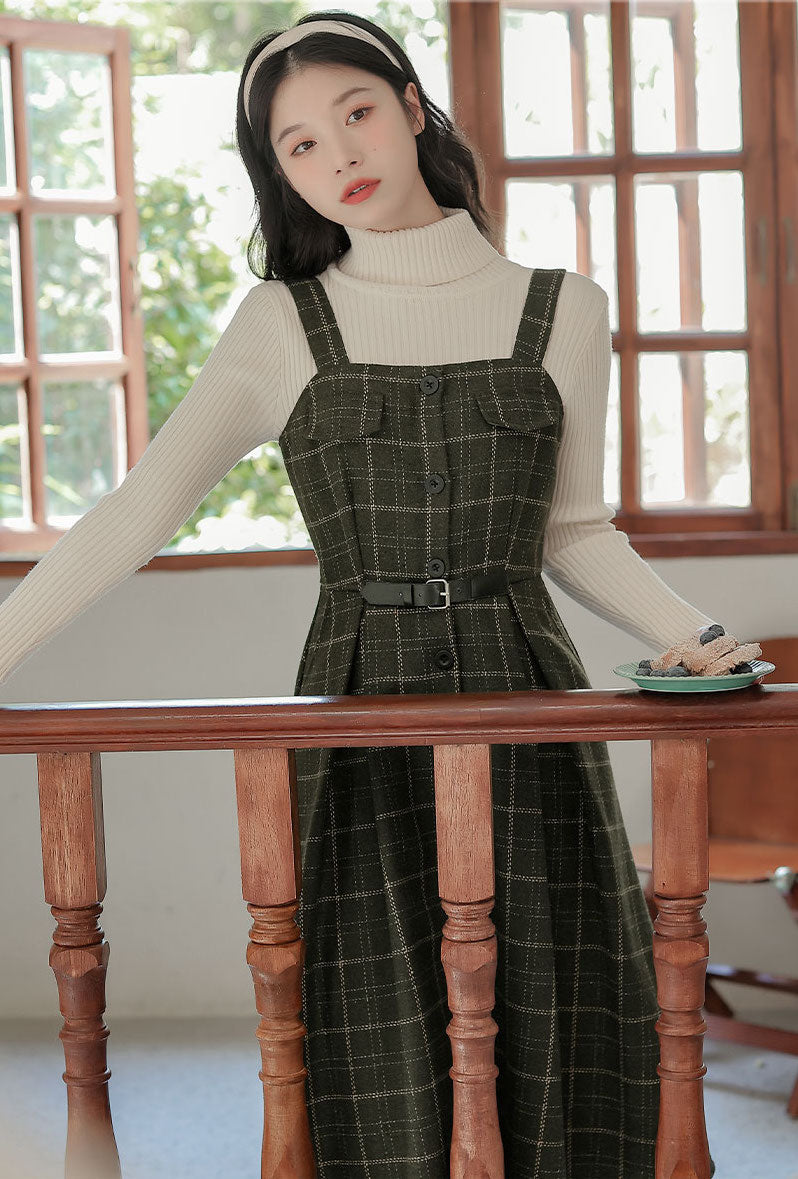 Button Up Plaid Cami Midi Dress Maxct