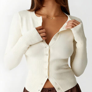 Maxct-Fall Casual Outfits Crew Neck Long Sleeve Cardigan