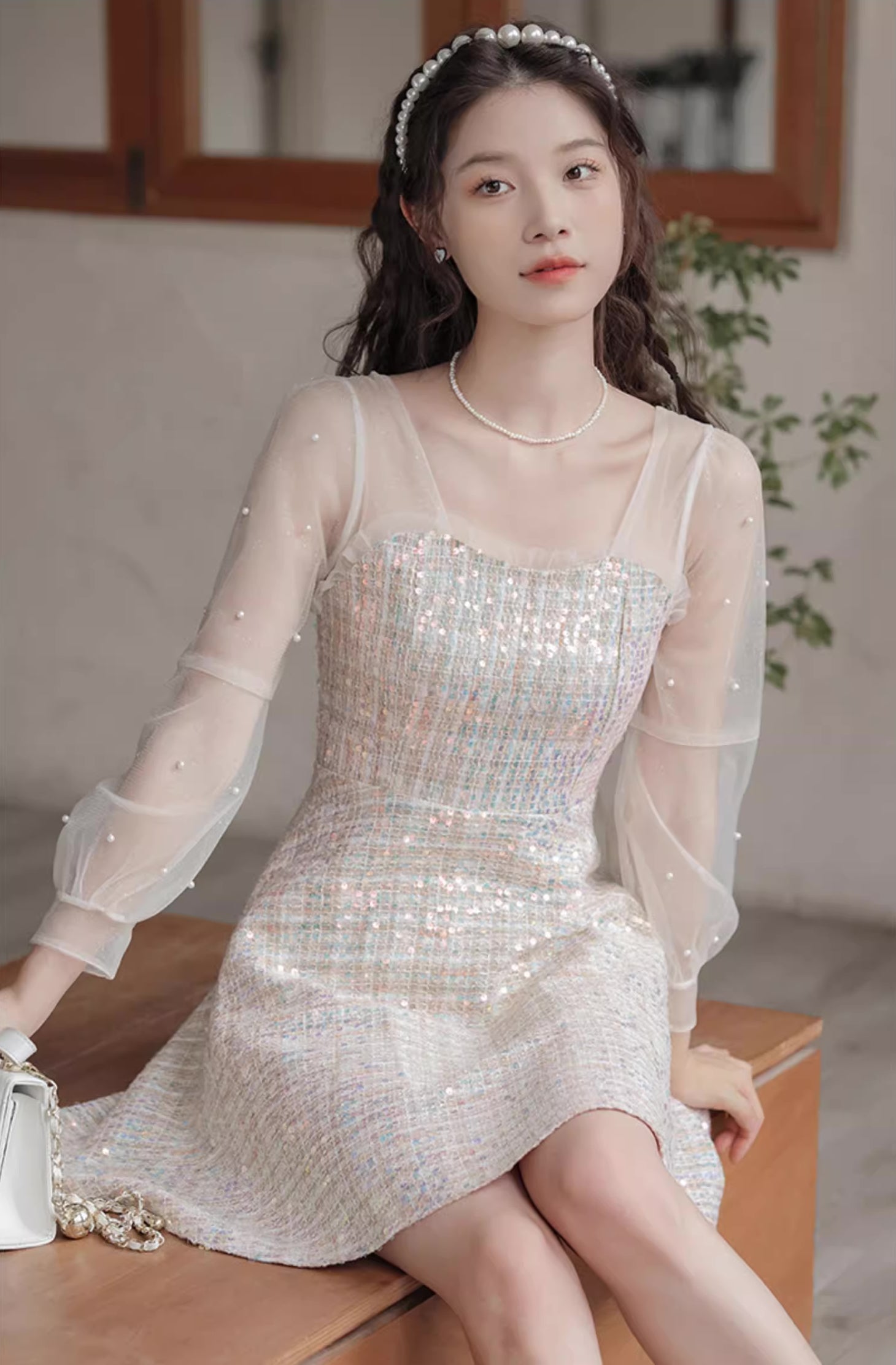 Daytime Sequin Tweed Mini Dress Maxct
