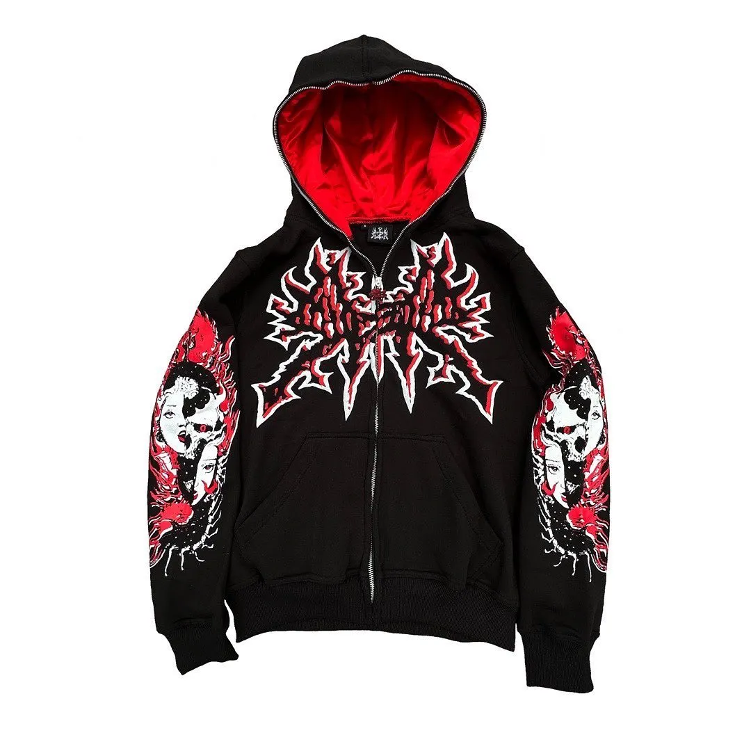 Y2K Women's Men's Hoodies Clothing Long Sleeve Pullover Zip Sweatshirt Streewear Oversize Halloween tops Hooded Shirt anime kpop