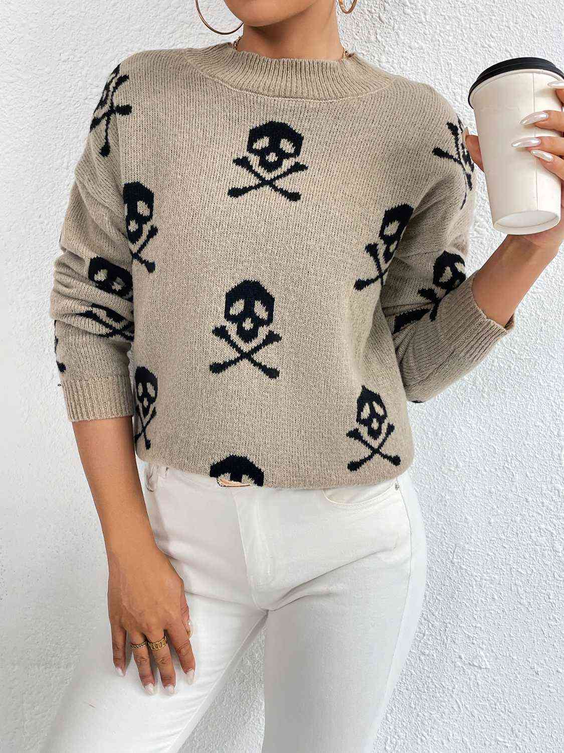 Maxct &Patterned Drop Shoulder Sweater