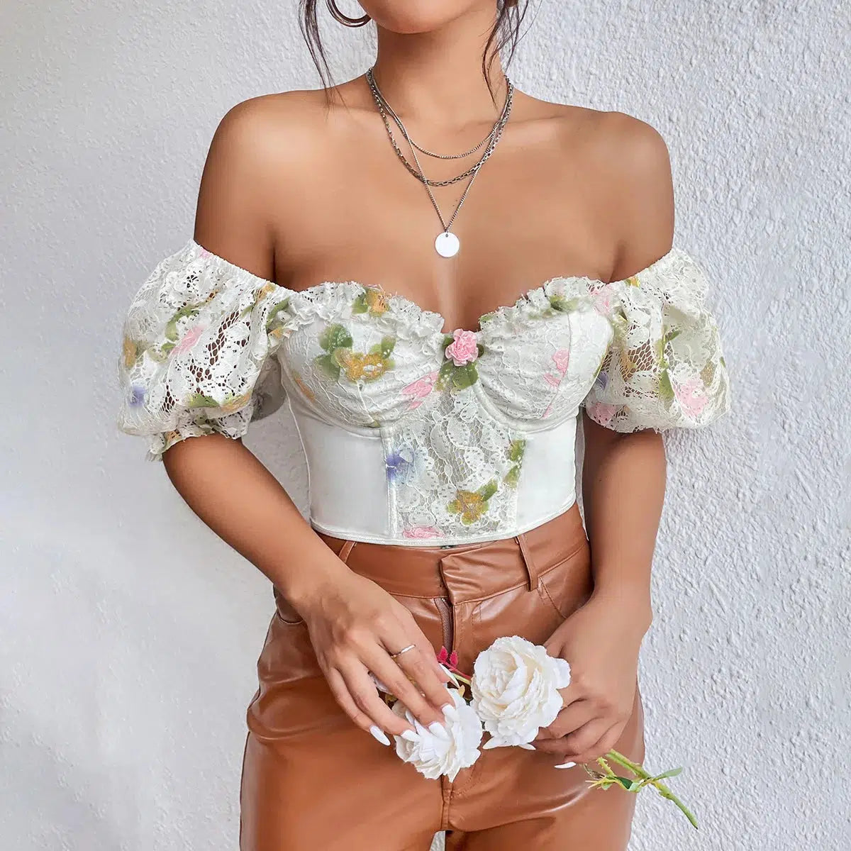 Maxct &Floral Crop Corset Top