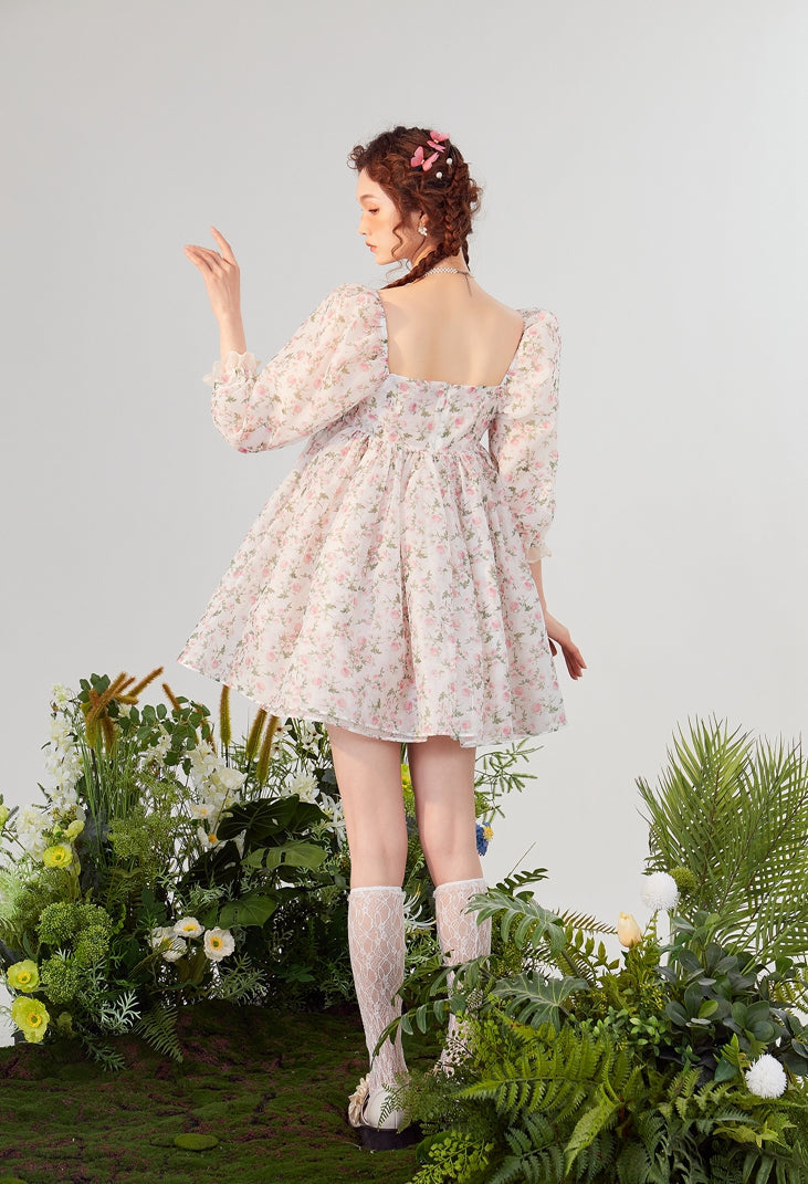 Rose Tea Reversible Mini Puff Dress Maxct