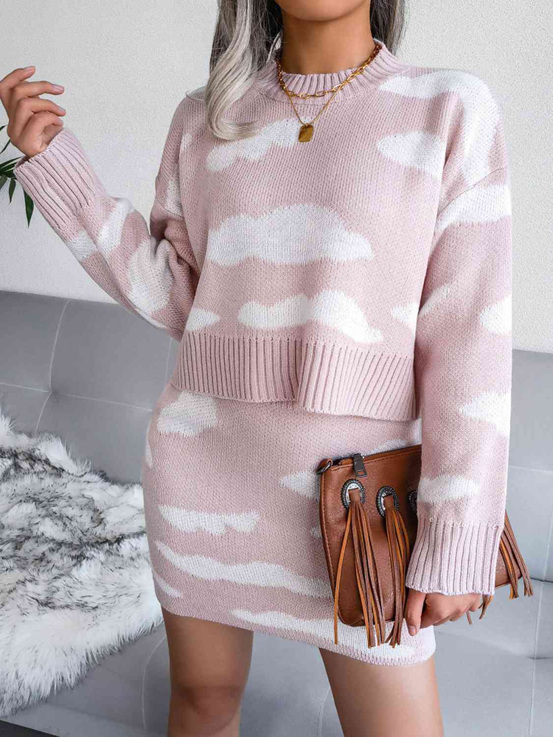 Maxct &Cloud Sweater and Knit Skirt Set