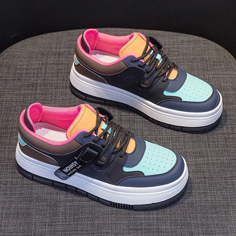 5cm Leather Wedge Sneakers for Women Maxct