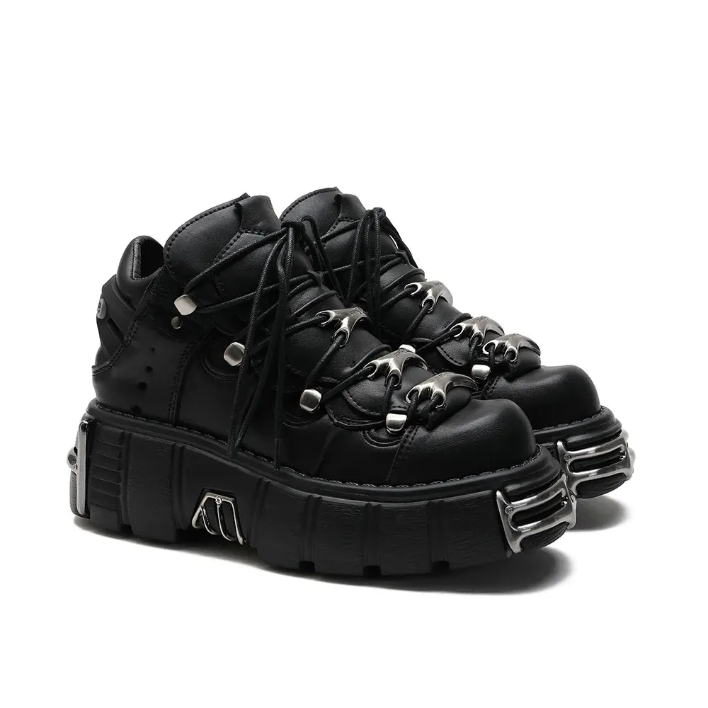 Goth Platform Sneakers for Women - Edgy Style in Classic Black Maxct