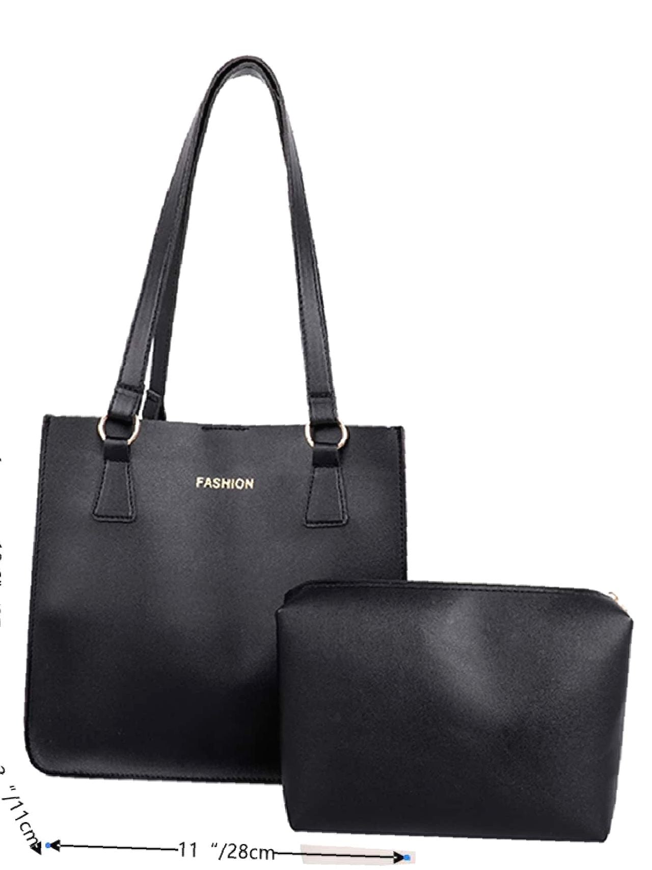 Maxct - Letter Graphic Shoulder Tote Bag with Inner Pouch  - Women Tote Bags
