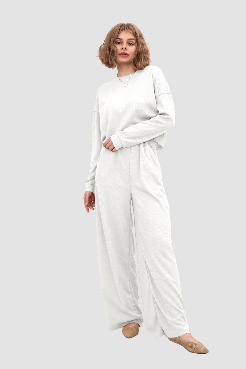 Maxct Waffle Solid Pullover Top & Knit Wide Pants - Image 9