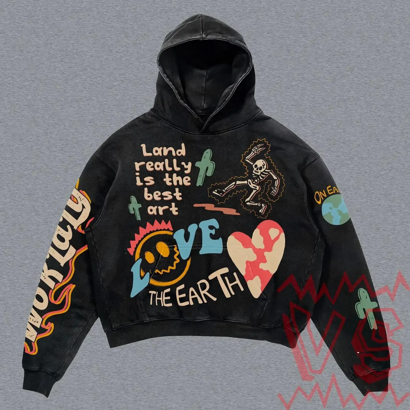 Gothic Skull Letter Oversized Hoodie for Women - true deals club