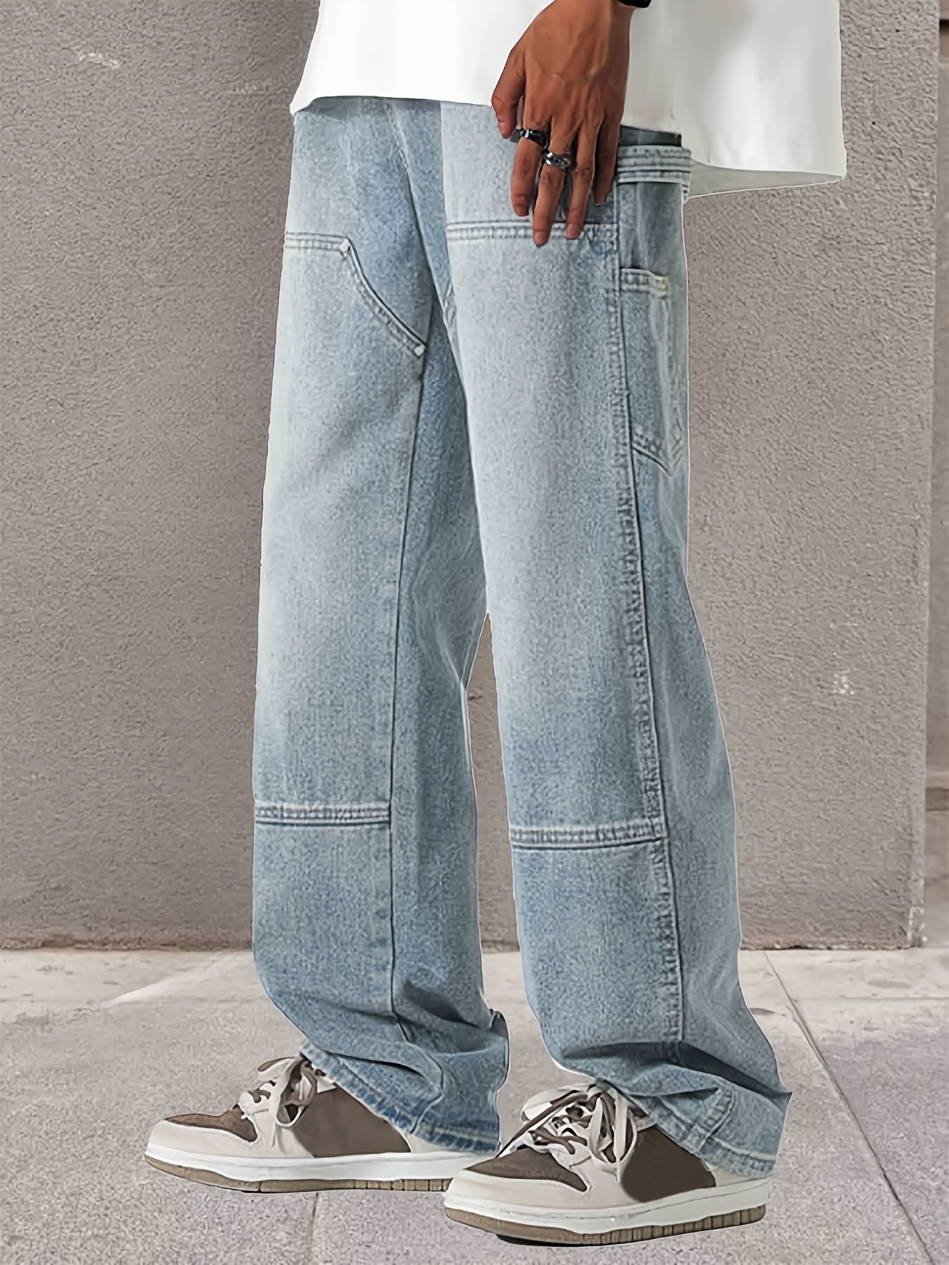 Regular Fit Jeans, Men's Casual Street Style Straight Leg Denim Pants For Spring Summer